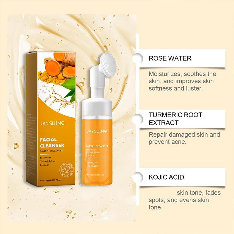 Product Introduction of Turmeric Cleansing Foam Kojic Acid Cleanser  Oil Control Blackhead Remover  Moisturizing Face Wash Mousse 21