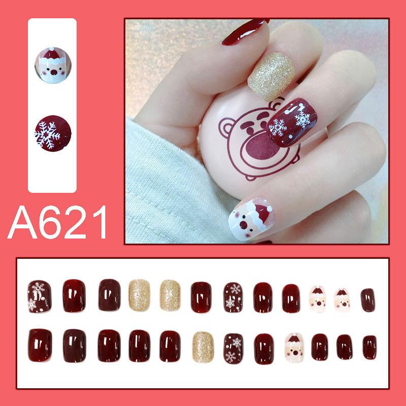 Product Introduction of Summer Autumn Gentle Simple Pure Desire Style Wearable Nail Tips Printed Solid Color French Style Detachable Fake Nails 21