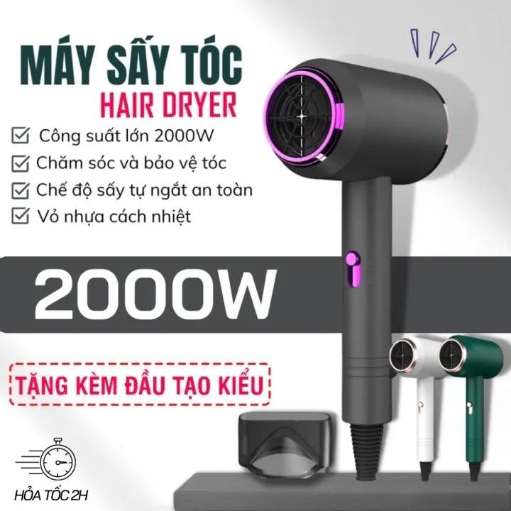 Máy Sấy Tóc 2 Chiều Nóng Lạnh Công Suất Lớn 2000W Nhanh Khô, 3 Chế Độ Sấy, Tạo Kiểu, Chuẩn Salon Kèm Mỏ Vit