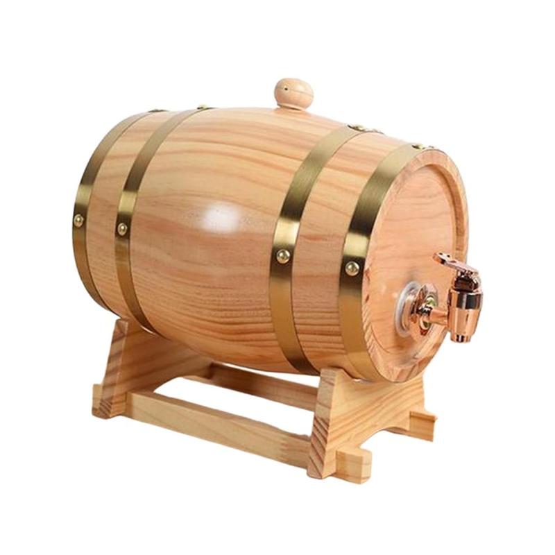Oak Wine Barrel with Stand with Faucet Large Capacity Accessories Retro Wood Wine Barrel for Cocktail Beer Whiskey Bar 8