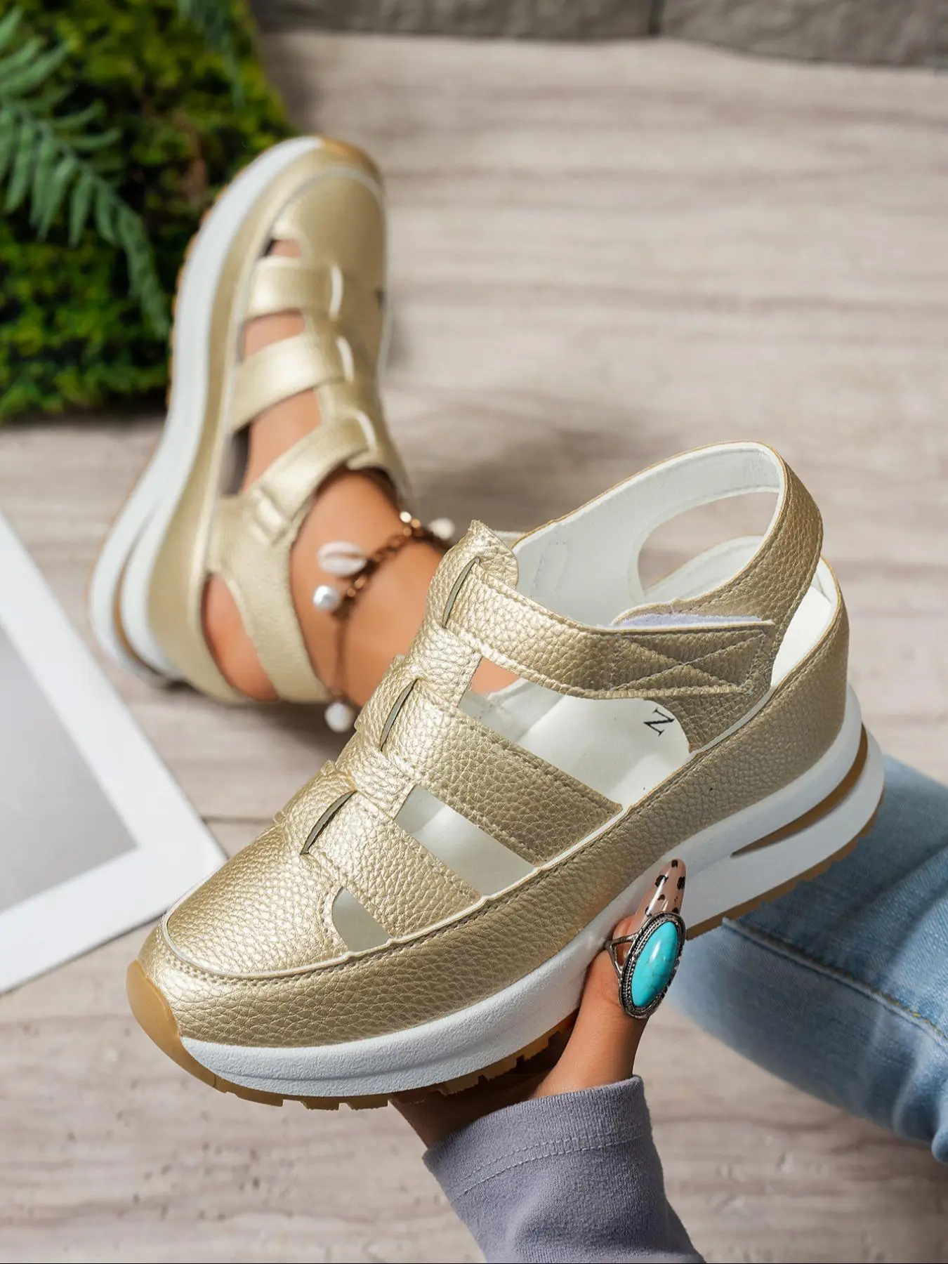 Women's Fashionable Velcro Platform Sandals, Casual Comfortable Sandals for Summer, Lightweight Breathable Shoes for Daily Wear, Girl