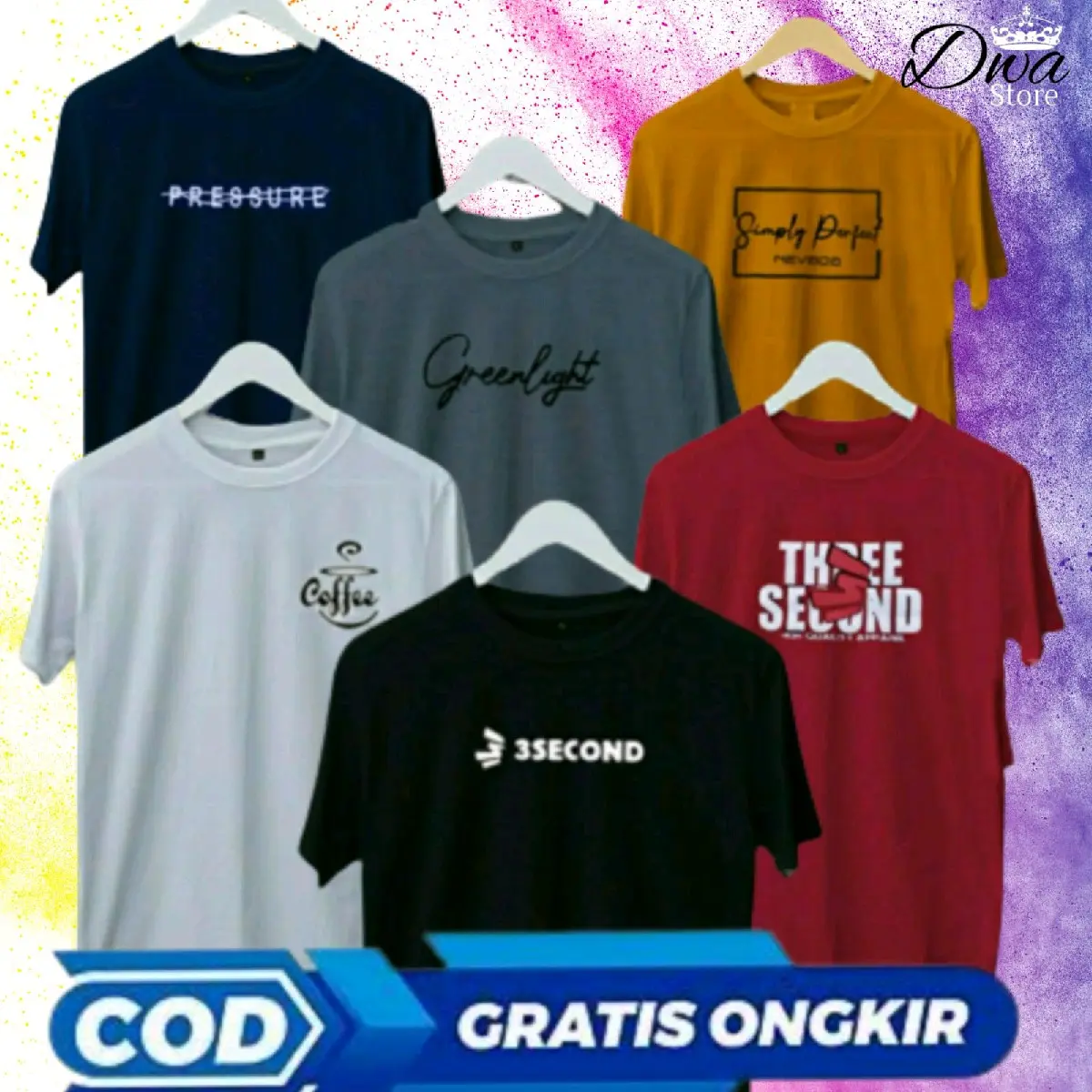 Paket kaos Distro 100 rb dapat 5 pcs