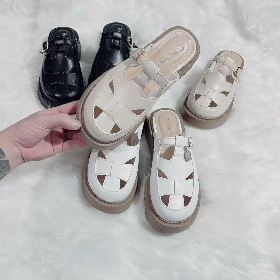 Giày sục đế PU 4 cm rọ mũi tròn mẫu mới ROMY02 ( phom nhor tăng 1-2 sz) DéP