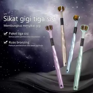 Sikat Gigi Tiga Sisi Ultra Lembut Halus Menyikat Bersih Perawatan Mulut 3in1 3D Three Side Spiral Bulu Toothbrush