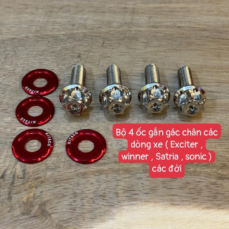 Bộ 4 ốc salaya gắn gác chân các dòng xe exciter winner satria sonic các đời