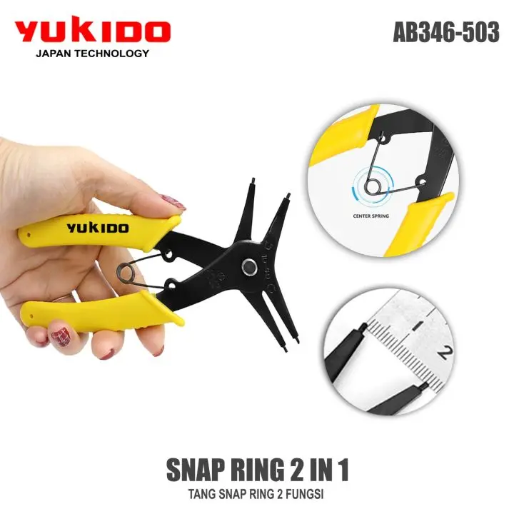 YUKIDO Tang Snap Ring Circlip 2-In-1 Lurus Buka Tutup 10 - 40 mm 2 Fungsi 1
