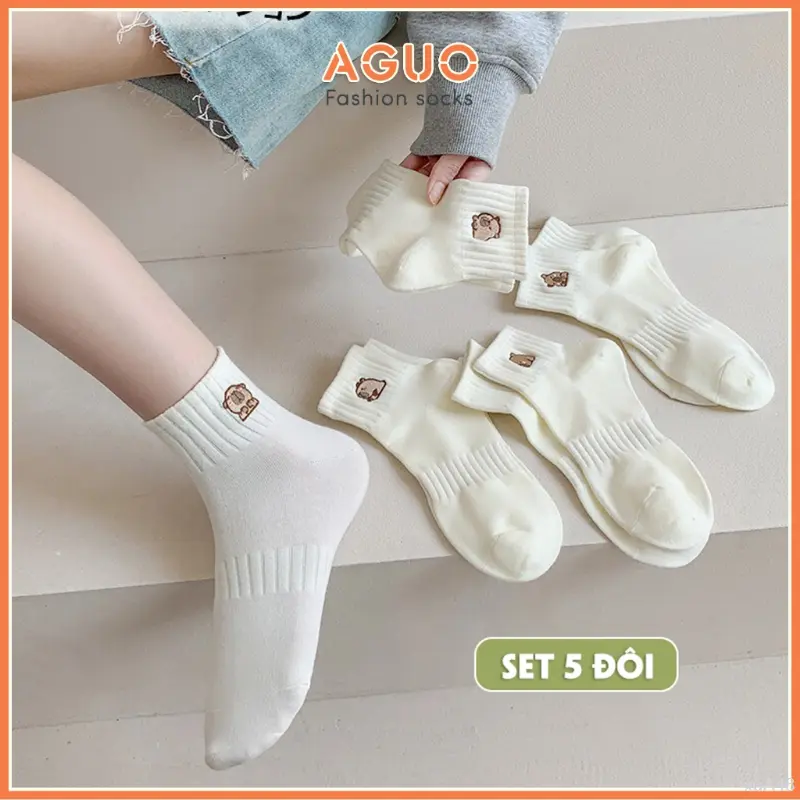 Công nghệ khử mùi Nano Bạc - Đi giày 8 tiếng vẫn thơm như đồng xu mới Tất vớ nữ set 5 đôi cổ ngắn chất liệu cotton họa tiết gấu xinh xắn dễ phối đồ - Aguo shop Chân váy jeans Áo Giữ nhiệt Quần Jean Lót miengdan adore hang duc  dan áo ngực dính