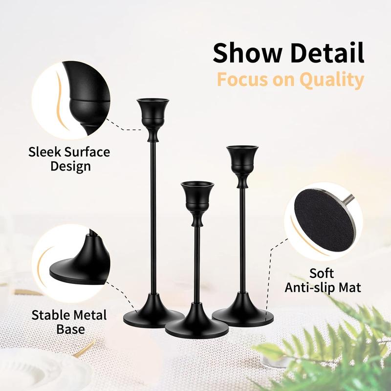 Product Introduction of Candle Holder, 3/6 Counts/set Modern Simple Candle Stand, Candlestick Holder for Home Decor, Party Decor, Desktop Ornament for Living Room Bedroom 3