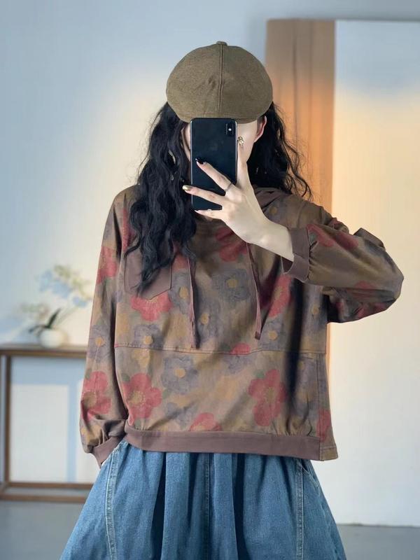Áo Tay Dài Họa Tiết Hoa 3D Túi Ngực Dáng Rộng Phong Cách Cá Tính Cho Nữ 6062 [M.A.I STYLE] 1