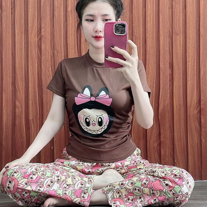 Bộ Bu Bu nhúng áo 9898 quần Baggy dài vãi đũi