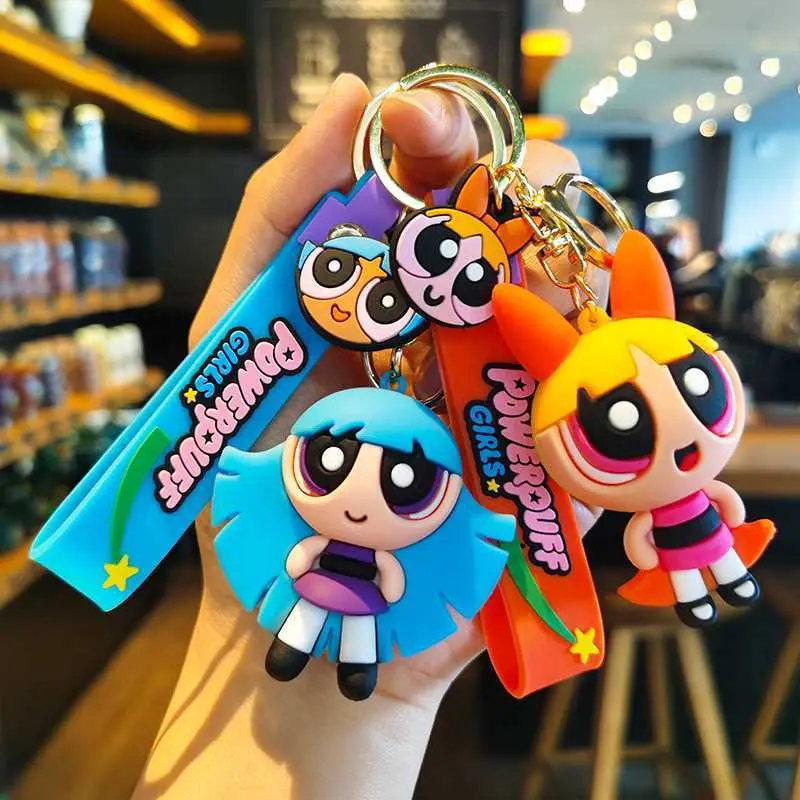 [The Powerpuff Girls] Cartoon Lovely Key Buckle, Doll Key Chain, Bag Small Pendant, Doll Small Gift, Anime Key Pendant, Secondary Doll, Girly Heart, Student, Daily