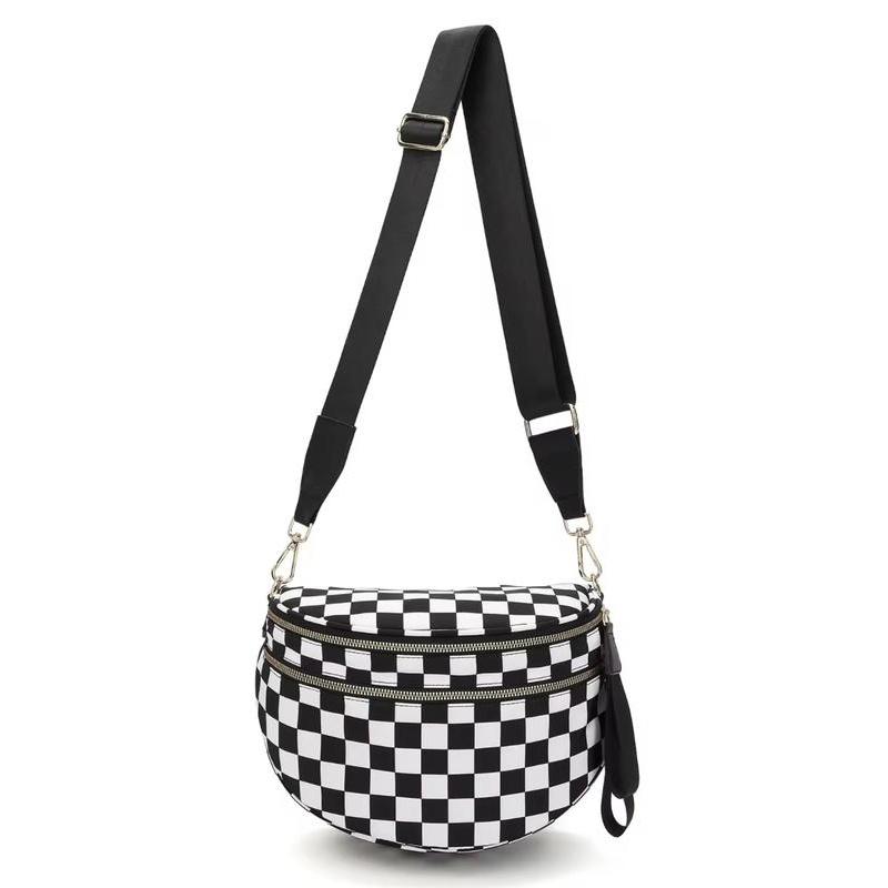 Black and white checkered fanny pack best sale