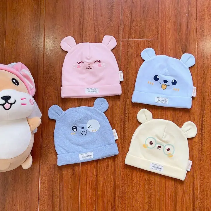 Mũ sơ sinh Dokma DS706, cotton 2 lớp dày vừa - Vải Cotton 0-12m