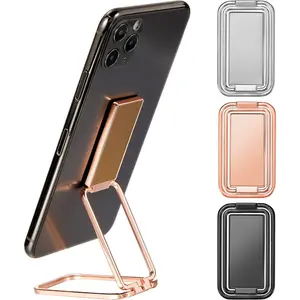 Thin Finger Phone Holder Mount Stand Foldable Adjustable Multi Angle 360 Rotation Logam Ponsel Telepon Meja
